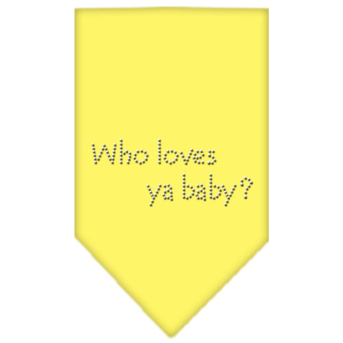 Who Loves Ya Baby Rhinestone Bandana Yellow Large